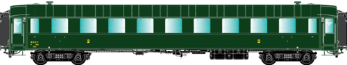 R37 42244 - Carrozza 2a classe tipo O.C.E.M. PL B9, SNCF, ep.IIIb **ILLUM.**