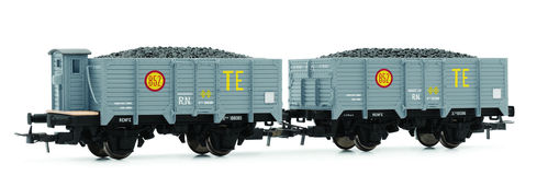ELECTROTREN E19020 - Set di due carri unificati TE, trasporto carbone, RENFE, ep.III