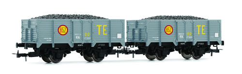 ELECTROTREN E19021 - Set di due carri unificati TE trasporto carbone, RENFE, ep.III