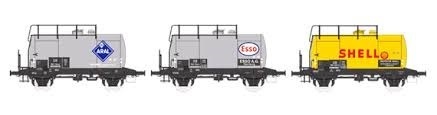 ESU 36201 - Set di 3 carri cisterna a due assi Aral Shell Esso, DB, ep.III
