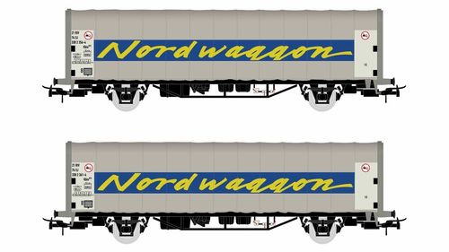 RIVAROSSI HR6423 - Set due carri telonati Kbis "Nordwaggon" , SJ