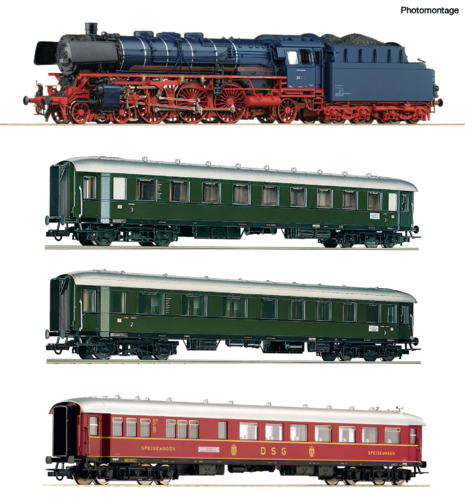 ROCO 61474 - Set locomotiva a vapore e 3 carrozze treno espresso, DB, ep.III **ED.LIM.**