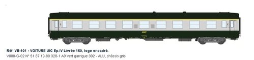 REE MODELES VB101 - Carrozza passeggeri di 1a classe tipo UIC, SNCF