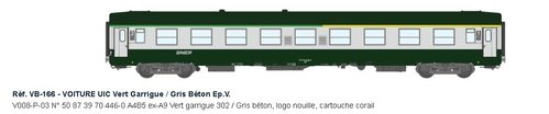 REE MODELES VB166 - Carrozza passeggeri tipo UIC mista (1a / 2aclasse) , SNCF