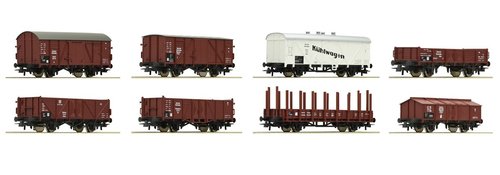 ROCO 44003 - Set di 8 carri merci differenti, DRG, ep.II