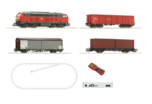 ROCO 51312 - Start set digitale con locomotiva gruppo 218 e treno merci, DB, ep.IV **DIG.**