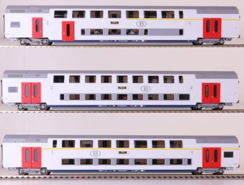 LS MODELS 43010 - Set tre carrozze passeggeri due piani, SNCB/NMBS, ep.V