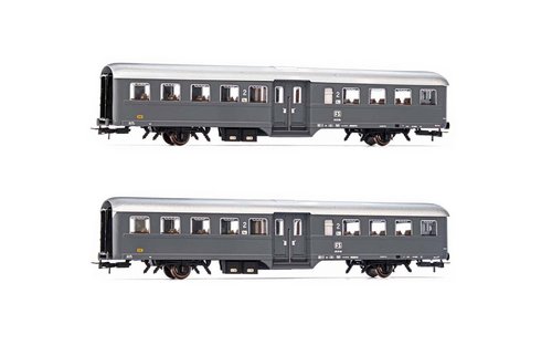 RIVAROSSI HR4298 - set di 2 carrozze passeggeri "Corbellini" a 2 assi, FS, ep.IV