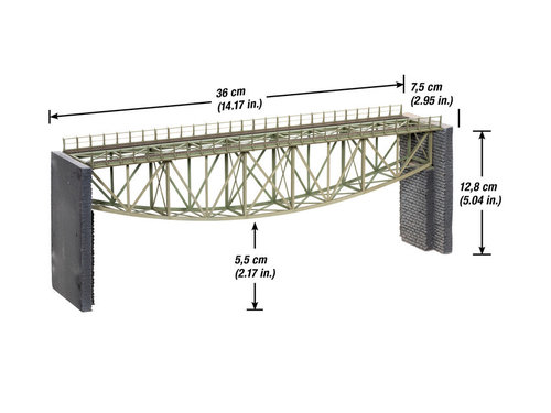 NOCH 67027 - Ponte metallico a via superiore "pancia di pesce" 36 cm