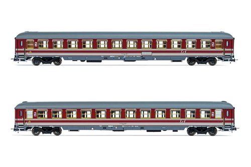 RIVAROSSI HR4250 - set di 2 carrozze tipo UIC-X '82 di 2a classe, FS, ep.IV