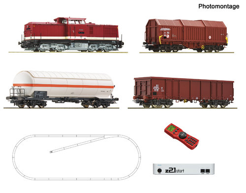 ROCO 51321 - Start set treno merci,Locomotiva diesel gruppo 114 con un DR, DR, ep.IV **DIG.**