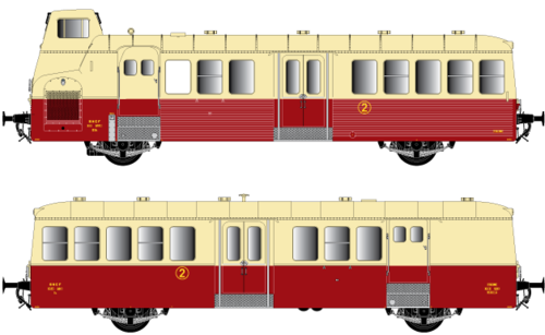 R37 41013C - Set automotrice e rimorchiata tipo FNC X 5600 "faces ondulées", SNCF, ep.III **ILLUM.**