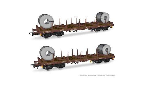 RIVAROSSI HR6478 - set di 2 carri pianale Rhmms-X per trasporto coils, FS, ep.V