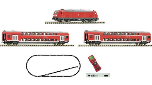 FLEISCHMANN 931897 - Sc.N - Locomotiva diesel gruppo 245 con treno passeggeri, DB, ep.VI