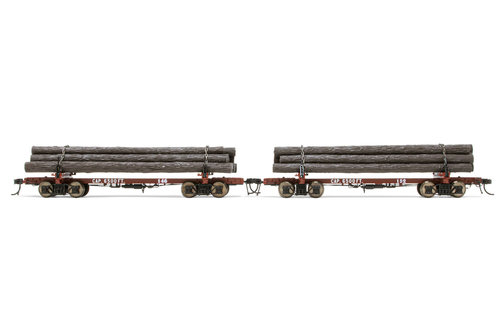 RIVAROSSI HR6538 - Set di 2 carri per trasporto tronchi, "Westside Lumber Co.", ep.III