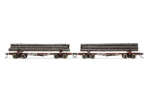RIVAROSSI HR6537 - Set di 2 carri per trasporto tronchi, "Westside Lumber Co.", ep.III