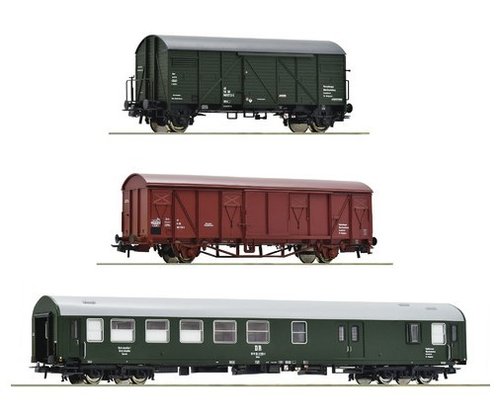 ROCO 74053 - Set di tre carri per treno adibito a lavori (manutenzione/ispezione), DR, ep.IV