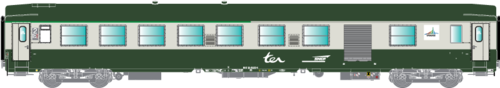R37 42008 - Carrozza 2a classe e bagagliaio tipo B5D, SNCF, ep.VI **ILLUM.**