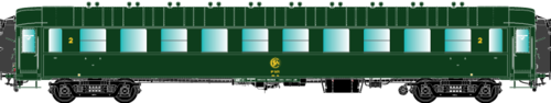 R37 42203 - Carrozza 2a classe tipo O.C.E.M. PL B10, SNCF, ep.IIIb **ILLUM.**
