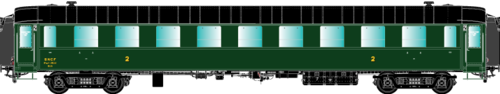 R37 42243 - Carrozza 2a classe tipo O.C.E.M. PL B9myfi, SNCF, ep.IIIb **ILLUM.**