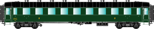 R37 42248 - Carrozza 2a classe tipo O.C.E.M. PL B9myfi, SNCF, ep.IIIb **ILLUM.**