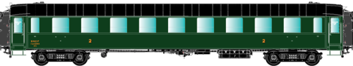 R37 42235 - Carrozza 2a classe tipo O.C.E.M. PL B9myfi, SNCF, ep.IIIa **ILLUM.**