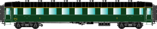 R37 42249 - Carrozza 2a classe tipo O.C.E.M. PL A9myfi, SNCF, ep.IIIb **ILLUM.**