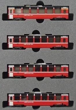 KATO K7074042 - Sc.N - Set 4 carrozze panoramiche Bernina Express, RhB, ep.VI