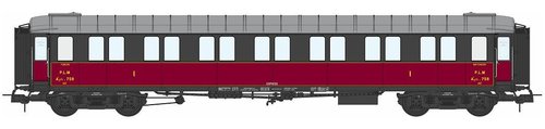 REE MODELES VB-451 - Carrozza passeggeri 1a classe "métallisées" tipo A7, PLM, ep.II