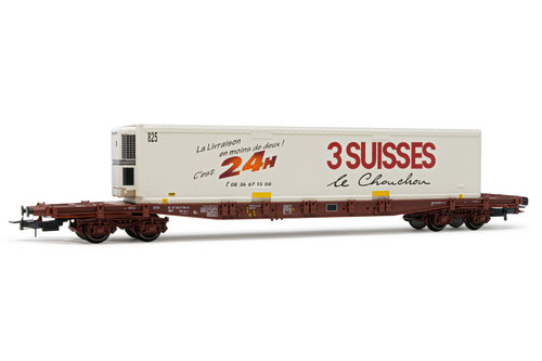 JOUEF HJ6213 - carro intermodale Sgss con cassa mobile "3 SUISSES", SNCF, ep.V