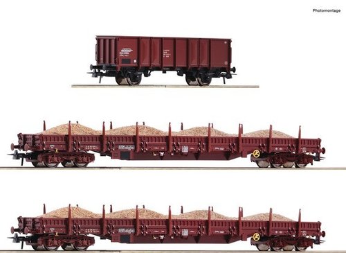 ROCO 77041 - Set 1 di tre carri merci "treno della sabbia", DR, ep.IV