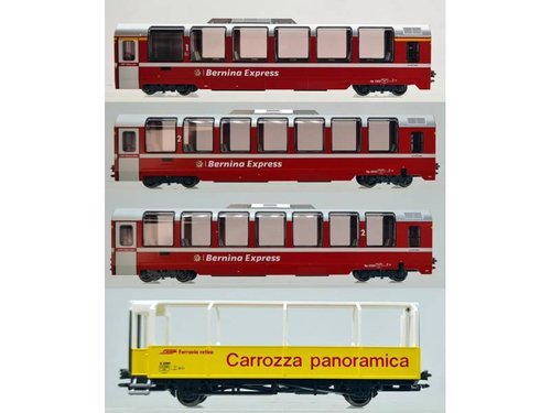 KATO K7074057 - Sc.N - Set carrozze panoramiche Bernina Express, RhB, ep.VI