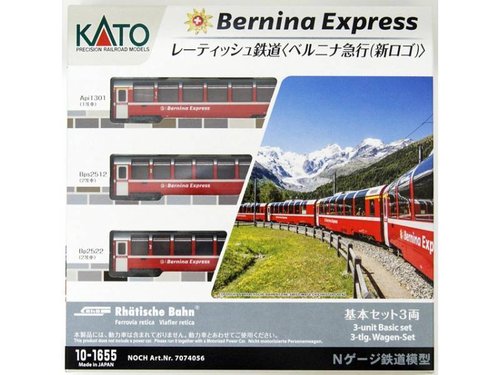KATO K7074056 - Sc.N - Set carrozze panoramiche Bernina Express, RhB, ep.VI