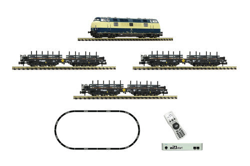 FLEISCHMANN 931902 - Sc.N - Locomotiva diesel serie 221 con un treno merci, DB, ep.IV **DIG.**