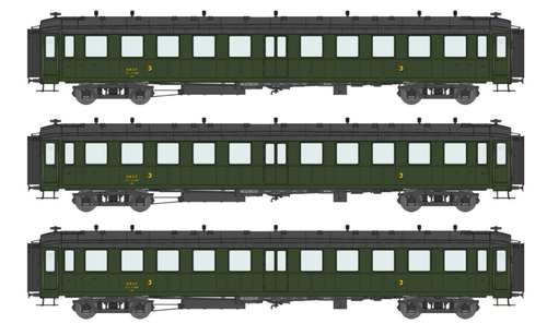 REE MODELES VB-212 - Set di 3 vetture passeggeri "BACALAN" tipo C11 myfi, SNCF, ep.III