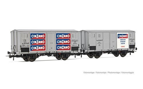 RIVAROSSI HR6606 - set di 2 carri refrigerati a 2 assi Hgb "CINZANO", FS, ep.III