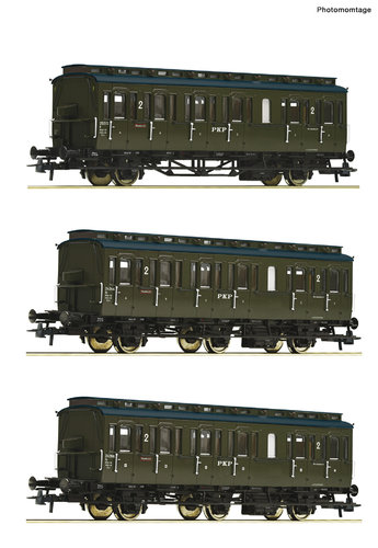 ROCO 74020 - Set di tre carrozze a scompartimenti ex prussiane, PKP, ep.III-IV