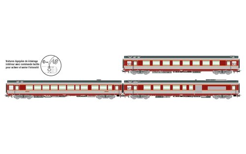 JOUEF HJ4169 - set di 3 carrozze "TEE Le Capitole", SNCF, ep.IV **ILLUM.**